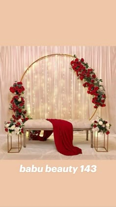 an arch decorated with flowers and greenery for a wedding ceremony is shown on the instagram page