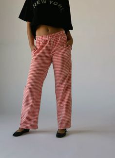 Boxer Pants, Gingham Pants, Boxy Tee, Gingham, Wide Leg, Vintage Inspired, Red And White, Dress Up, Pants