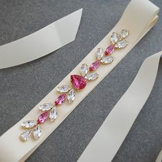 Beaded Bridal Sash, Detail Couture, Pink Weddings, Hot Pink Weddings, Everyday Wear Jewelry, Hair Comb Accessories, Motifs Perler, Bead Embroidery Patterns, Bridal Sash