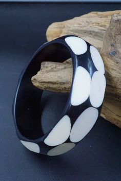 Vintage Black & White Lucite Bangle Bracelet... | eBay Handmade Adjustable Black Bangle, Adjustable Black Handmade Bangle, Adjustable Handmade Black Bangle, Unique Adjustable Black Bangle, Unique Black Adjustable Bangle, Unique Black Bangle Jewelry, Vintage Bangle Cuff Bracelet, Black Bangle Bracelet As A Gift, Elegant Handmade Black Bangle