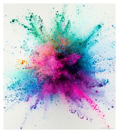 colored powder sprinkled on white background