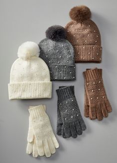 Upgrade your winter accessories with our Crystal Studded Hat & Glove Set. Stay warm and stylish with this luxurious set, featuring crystal accents for a touch of sparkle. The perfect gift for yourself or a loved one, this set is sure to make a statement and keep you cozy all season long. Elegant Winter Hat For Gift, Elegant Winter Hats As Gifts, Elegant Winter Hats For Gifts, Scarf Mask, White Charcoal, Crystal Accessories, Tunic Tank Tops, Judy Blue Jeans, Dressy Tops