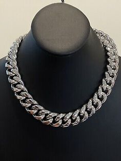 Top Rated 18mm Men's Miami Cuban Link KILO Choker White Gold Stainless Real Hip Hop Chain, Fashion Jewelry Cuban Chain Aesthetic, 333 Jewelry, Hip Hop Jewelry Chains, Cuban Link Choker, Chains Aesthetic, Chains Silver, Hip Hop Chains, Real Hip Hop, Y2k Accessories