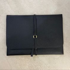 Folio Pouch With Wrap Closure. Nwot Office Clutch With Removable Pouch In Black, Black Office Clutch With Removable Pouch, Black Clutch Pouch For Business, Black Rectangular Office Pouch, Rectangular Black Office Pouch, Elegant Black Office Pouch, Black Clutch Wallet For Office, Black Envelope Bag For Business, Black Envelope Pouch For Everyday Use