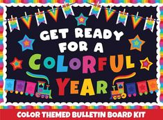 Get Ready For a Colorful Year - Print Your Own Bulletin Board Printable Digital Library Sproutbrite Welcome Back To School Bulletin Boards Preschool Decorating Ideas, Get Ready For A Colorful Year, Welcome Students Bulletin Board, Notes Board Decoration, Welcome To School Board Decoration, Welcome Display Board Schools, Inspirational Bulletin Boards For Work, Bulletin Board Welcome Back To School