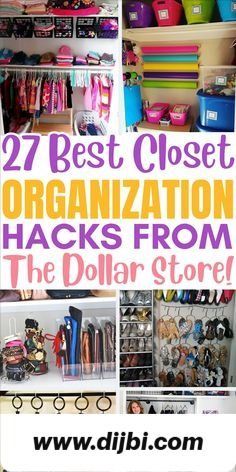 the best closet organization hacks from the dollar store, including shelves and bins