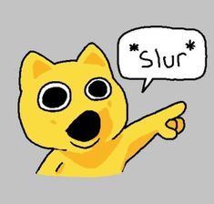 a yellow dog pointing at the viewer with a speech bubble above it that says sul