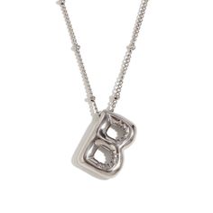 Bubble/Balloon Letter B Initial Necklace Elevate Your Style With Our Very Popular Silver Bubble Initial Necklace. Balloon Letter Pendant On A Delicate Beaded Satellite Chain. Chain Length - 17 1/2- 19 1/2 Inches All Jewelry Comes Beautifully Packaged And Ready For Gift Giving. #Balloon #Bubble #Necklace #Initial #Silver Balloon Letter Necklace, B Initial Necklace, Letter B Necklace, Pjo Dr, B Initial, Balloon Necklace, Bubble Necklace, Initial Necklace Silver, M Necklace