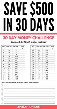 the 30 day money challenge poster