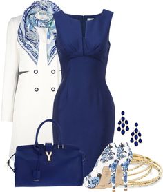 Chique Outfits, Complete Outfits, Komplette Outfits, Mode Inspiration, Work Attire, Look Chic, Fashion Sense, Blue Dress