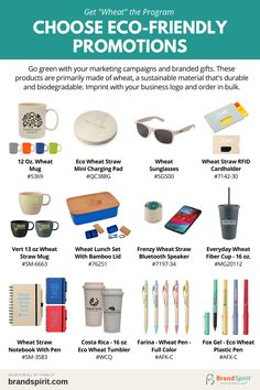 an advertisement with the words, choose eco - friendly promotional items to promote your business