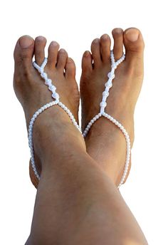 Gaia Beach Wedding Barefoot Sandals White_02 Soleless Sandals, Beach Wedding White, Beach Wedding Sandals, Beach Wedding Sandals Barefoot, Cute Toes, Wedding Beach Ceremony, Wedding Sandals, White Beads, Womens Flip Flop