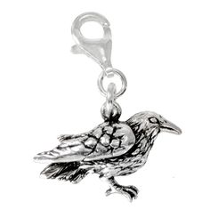 PRICES MAY VARY. Made of solid sterling silver with 925 hallmark stamp Single side design Measures 1 inches (2.5 cm) in length including clasp and 3/4 inches (1.9 cm) wide Sterling Silver Lobster Clasp Clip Can be attached to charm bracelets, zippers, or anywhere you want a small, personalized accent! The raven is regarded as a trickster, an ominous omen, and a source of magic and mystery! Totem Animal, Crow Bird, Side Design, Bird Charm, Bird Jewelry, Animal Totems, Religious Jewelry, Charm Bracelets, Silver Charms