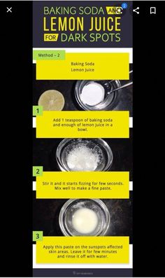 Baking Soda And Lemon Underarm, Lemon And Baking Soda, Benefits Of Baking Soda, Baking Soda Lemon Juice, Potato Juice, Baking Soda Benefits, Baking Soda And Lemon, Skin Shine, Brighter Skin