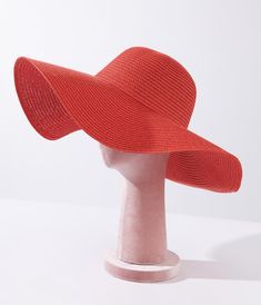 Red wide brim sun hat. Complete with adjustable ties inside the crown that ensures a perfect fit.Available while supplies last. Adjustable Red Boater Hat For Beach, Red Summer Boater Hat With Short Brim, Red Adjustable Sun Hat For Kentucky Derby, Red Brimmed Sun Hat For Kentucky Derby, Red Sun Hat For Spring Vacation, Adjustable Red Brimmed Straw Hat, Red Adjustable Brimmed Straw Hat, Adjustable Red Boater Hat With Flat Brim, Red Straw Hat For Summer Vacation