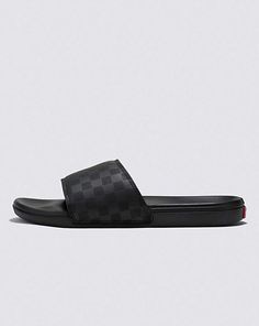 Vans | La Costa Slide-On Checkerboard Black/Black Sandals Vans Aesthetic, Vans Store, Vans Checkerboard, Vans Logo, Red Heels, Soft Rubber, Arch Support, Slide Sandals, New Shoes