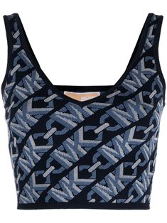 Find MICHAEL KORS Monogram-jacquard Cropped Tank Top on Editorialist. midnight blue stretch-design monogram jacquard tonal design gold-tone logo plaque V-neck thin shoulder straps sleeveless straight hem cropped This item is made from at least 50% recycled or upcycled materials. For recycled synthetic clothing products, we highly recommend using a microfibre-catching washing bag to ensure that no microplastics that can pollute water are released in the process. Learn more about what makes a product Conscious on our Conscious Criteria page. Women Crop Top, Upcycled Materials, Cami Tanks, Wash Bags, Cropped Tank Top, Crop Tank, Michael Kors Monogram, Midnight Blue, Women Crop