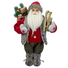 a santa clause figurine holding a sleigh