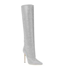 Stiletto Heel Knee High Boots Vegan Diamante Upper Heel Height: 10 cm / 3.9 inch (Approx.) Shaft Height: 40 cm / 15.8 inch (Approx.) Heel Knee High Boots, Heels Boots, Stiletto Heel, Shoes Heels Boots, High Boots, Knee High Boots, Knee High, Heeled Boots, Stiletto Heels