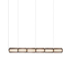 Column 175 Horizontal Pendant: 6 Units + Carbon Horizontal Pendant Light, Pebble Pendant, Linear Pendant Light, Linear Lighting, Flute Glass, Linear Pendant, L And Light, Ceiling Pendant, Light Table