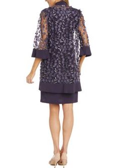 Accessorized with a detachable necklace, this jacket dress from RM Richards is a pretty pick for any formal event. | R & M Richards Women's 3/4 Sleeve Navy Jacket Dress, 6 Elegant Evening Jacket Dress For Spring, Spring Formal Dress With Overlay, Elegant Spring Evening Jacket Dress, Spring Evening Elegant Jacket Dress, Elegant Evening Jacket Dress For Fall, Elegant Fall Evening Jacket Dress, Elegant Formal Dresses With Overlay, Summer Formal Jacket Dress, Navy Jacket