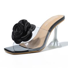 PRICES MAY VARY. Upper Material: Transparent PVC and Satin flower. Transparent Heels measures approx 3.54"/9cm. These sexy Flowers high-heeled mules feature a mule-style open-back design for easy on and off, a breathable open toe to keep your feet dry, a cushioned insole and a sturdy stiletto with base for support Your every step. Add a youthful glow to every step of work, dates and weddings with these heels, or pair them with your favorite skirts, t-shirts, jeans, shorts, any casual or formal o Summer High Heel Shoes For Wedding Guest, Formal Flower Sandals For Summer, Formal Flower Shaped Sandals For Summer, Closed Toe Summer Wedding Shoes, Summer Wedding Shoes With Closed Toe, Closed Toe Wedding Shoes For Cocktail In Summer, Elegant Flower Shaped Sandals For Party, Elegant Flower-shaped Sandals For Parties, Chic Wedding Heels With Flower Detail