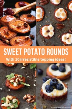 sweet potato rounds with blueberries, pecans and walnuts are the perfect appetizer