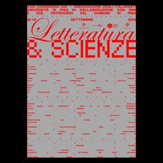 an old poster with the words literature and science in red on grey background, as well as some type of information