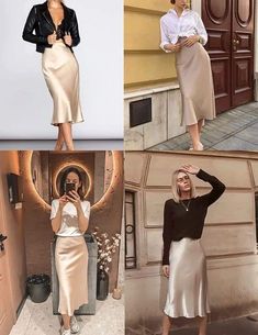 Midi Skirt Evening Outfit, Silk Long Skirts Outfit, Ivory Silk Midi Skirt, Ivory Satin Midi Skirt, Champagne Satin Midi Skirt, Mid Length Satin Skirt Outfit, Khaki Satin Skirt, Satin Bias Midi Skirt Outfit, Satin Midi Skirt Outfit Curvy