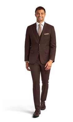 Dark brown, the ultimate earth tone, delivered to you in a stretch fabric suit.  This chocolate brown suit can go from casual to dressy with simple accessory swaps.  Pair it with brown dress shoes or sneakers, tie or an open collar, a brown suit is a great look for a wide range of events. Brown Notch Lapel Formal Blazer, Classic Brown Suit For Work, Brown Notch Lapel Blazer For Business Casual, Semi-formal Brown Blazer With Notch Lapel, Brown Notch Lapel Blazer For Office, Brown Business Blazer With Suit Collar, Brown Notch Lapel Blazer For Semi-formal Occasions, Brown Suit Collar Blazer For Business Casual, Fitted Brown Suits For Office Wear