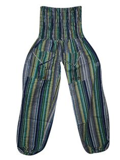 Hippie Cotton Green Blue Harem Pants Blue Harem Pants, Boho Hippie Pants, Loose Tshirt, Genie Pants, Bohemian Pants, Hippie Pants, Indie Fashion, Hippie Chic, Handmade Clothes