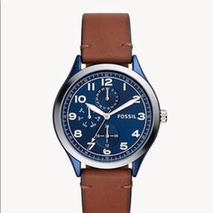 Wylie Multifunction Brown Leather Watch Bq2510 Sku: Bq2510 Case Size: 42mm Movement: Multifunction Platform: Wylie Multifunction Strap Material: Leather Water Resistance: 3 Atm Case Color: Blue Case Material: Alloy Dial Color: Blue Strap Fashion Color: Brown Interchangeable Compatibility: 20mm Strap Width: 20mm Closure: Single Prong Strap Buckle Strap Inner Circumference: 200+/- 5mm Battery Type: Sr621sw Blue Leather Watches For Everyday Use, Casual Leather Watch With Round Dial, Blue Leather Watch Accessories With Analog Display, Casual Leather Chronograph Watch, Blue Watches With Leather Strap For Everyday Use, Casual Leather Watch Accessories With Analog Display, Blue Leather Analog Watch Accessories, Casual Watches With Leather Strap For Everyday Use, Casual Everyday Watch With Leather Strap