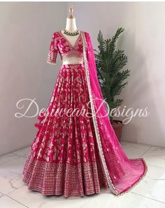 Made to Order/Measurement/Custom Order Lehenga - Color : rani pink - Fabric : embroidered silk - Fully flared paneled lehenga - Drawstring closure with Tassels - - It can be customize in any design or size  PLEASE NOTE: BUYERS ARE RESPONSIBLE FOR ANY CUSTOMS AND IMPORT TAXES THAT MAY APPLY. This is a made to order product. If you opt for 'Made To Measurement Option', we will provide a measurement template and you can share the measurements likewise. If you want to opt for 'Standard Size', Please Banarasi Silk Sets With Gota Work For Reception, Reception Gota Work Banarasi Silk Sets, Fitted Embroidered Saree Fabric With Gota Work, Embroidered Fabric With Gota Work In Traditional Drape, Fitted Embroidered Fabric With Gota Work For Designer Wear, Dola Silk Embroidered Fabric With Gota Work, Fitted Bollywood Embroidered Fabric With Gota Work, Fitted Embroidered Fabric With Gota Work For Festivals, Fitted Anarkali Embroidered Fabric With Gota Work