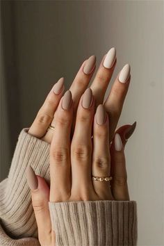 September Classy Nails, Short But Long Nails, Fall Nails Trendy Almond, Fall Subtle Nails, September Nails 2024 Simple, Plain Elegant Nails, Simple Tan Nails, Nails One Color Simple Classy, Neutral Tone Nail Designs