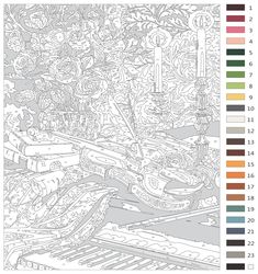 a coloring page with many different colors and patterns on it, including the image of an airplane