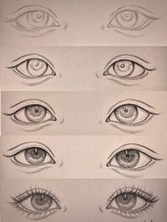 several different types of eyes and how to draw them with pencils on the paper