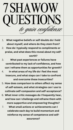 Dive into the depths of self-discovery with our empowering shadow work equations to boost confidence! 💫 Explore the hidden beliefs and patterns holding you back and reclaim your inner strength. From confronting self-doubt to embracing your unique brilliance, these equations will guide you on a journey of self-empowerment and transformation. Self Confidence Questions, Confidence Shadow Work Prompts, Self Analysis Questions, Shadow Work To Find Yourself, Confidence Shadow Work, Shadow Work For Confidence, Self Doubting, Confidence Prompts, Self Concept Work