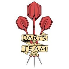 darts team banner with arrows and ribbon on white background for print or web site design