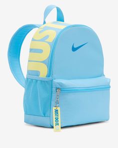 A small but mighty bag, the Nike Brasilia JDI Backpack is just the bag for wherever your day takes you. Perfect for hanging out with friends or adventuring around town, this bag features a spacious double-zippered main compartment for the essentials and a smaller front pocket for the small stuff that you need to grab quickly. Teen's Backpack, Small But Mighty, Small Stuff, Mini Backpack, Hanging Out, Leather Backpack, Front Pocket, Back To School, Backpacks