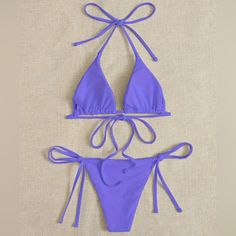 Really Cute. Accidentally Bought 2. Purple Backless Swimwear For Summer, Purple Backless Swimwear For Beach Season, Summer Backless Purple Swimwear, Purple Backless Swimwear For Beachwear, Purple Backless Swimwear For Party, Purple Backless Swimwear For Beach, Purple Backless Party Swimwear, Purple Backless Swimwear For Vacation, Backless Purple Swimwear For Vacation