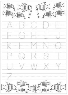 an alphabet worksheet with fish and letters to be used for writing the letter