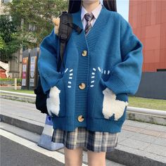 Fashion Sheep Sweater Coat PN3992 ●Size: Length 66 cm,bust 114 cm,shoulder 60 cm,sleeve 44 cm. ●Material:cotton (Please allow 1-3cm differs due to manual measurement.As different computers display colors differently,the color of the actual may vary slightly from the above images.Thanks for your understanding.) ●About Shipping: We attach great importance to the orders of each customer and parcel delivery. 1.Processing time: 2-3 business days. 2.Shipping time: 10-15 business days to US, please allow 3-4 weeks shipping to other country.(Shipping times can be affected by variable customs clearance times or public holidays.) Long Sleeve Spring Sweater For School, Winter Cotton Sweater With Pockets, Blue Long Sleeve Cardigan For Winter, Oversized Fall Outerwear For School, Blue Long Sleeve Winter Cardigan, Oversized Outerwear For School In Fall, Cotton Long Sleeve Cardigan For Work, Winter Cotton Sweater With Button Closure, Blue Cardigan With Pockets For Fall