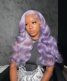 Wig Grey, Loose Body Wave, Light Purple Hair, Purple Wig, Wig Colors, Lilac Hair, Human Hair Color