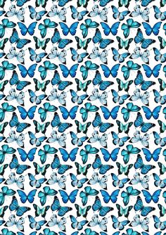 a blue butterfly pattern on white background