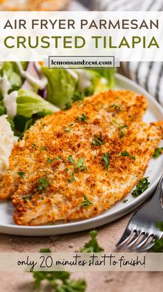 an air fryer parmesan crusted tilapia on a plate