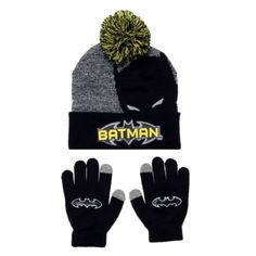 Batman Boys Beanie And Gloves Set Brand: Accessory Innovations Condition: Brand New Color: Black 2 Piece Set With Reflective Applique And Texting Gloves Product Description Gloves: 86% Acrylic, 13% Polyester, 1% Spandex # Pieces In Set: 2 Character: Batman Themed Black Winter Hats, Playful Yellow Winter Hat, Fun Black Warm Hats, Playful Black Warm Hats, Playful Black Winter Hats, Batman Beanie, Baby Santa Hat, Cat Ears Hat, Boys Beanie