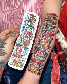 Basquiat Tattoo Sleeve, Basquiat Style Tattoo, Japanese Tradional Tattoo, Basquiat Art Tattoo, Vasak Tattoo, Basquiat Tattoo, Wrist Tattoo Cover Up, Sharpie Tattoos