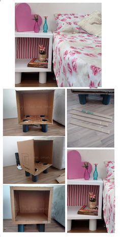 there are pictures of different furniture made out of cardboard boxes