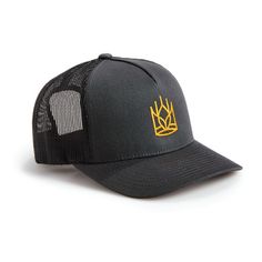 This stylish structured trucker hat features a traditional mid-profile design for that classic baseball cap look and feel. A mesh back offers ultimate breathability while a classic snapback offers a custom fit. Embroidered gold wheat crown represents our heritage, our quality, our commitment to agriculture, and baking. | King Arthur Baking - Modern Trucker Hat-Crown Gold Adjustable Snapback Baseball Cap, Adjustable Gold Snapback Baseball Cap, Gold Snapback Hat With Curved Brim, Gold Adjustable Snapback Hat With Curved Brim, Casual Adjustable Hat With Structured Crown, Casual Hat With Adjustable Structured Crown, Gold Curved Brim Adjustable Snapback Hat, Gold One Size Snapback Baseball Cap, Gold Adjustable Snapback Hat