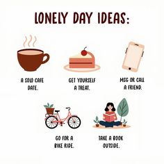 a poster with different things to eat and drink on it, including cake, coffee, tea